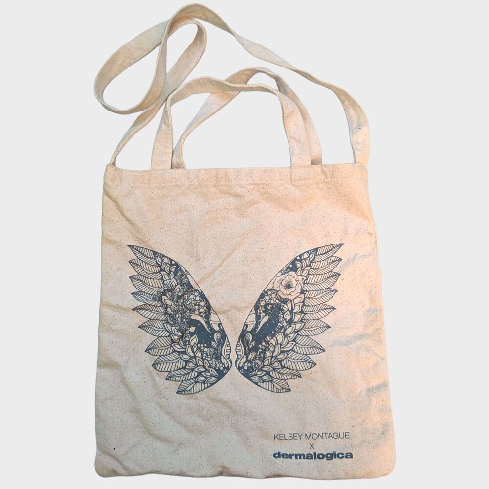 Kelsey Montague x Dermalogica Canvas Tote Bag Angel Wings 2019 Limited Edition